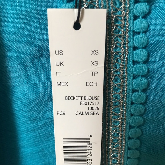 Tahari Turquoise Blouse With Sleeve Detail Size XS - Picture 7 of 9